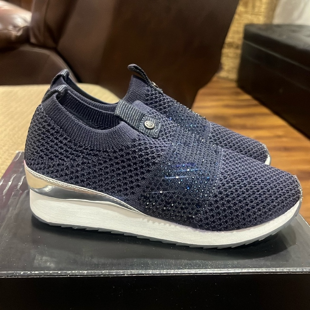 Carvela girl slip on sneakers. Blue w/ blue sparkles. Great condition. Sz 11.